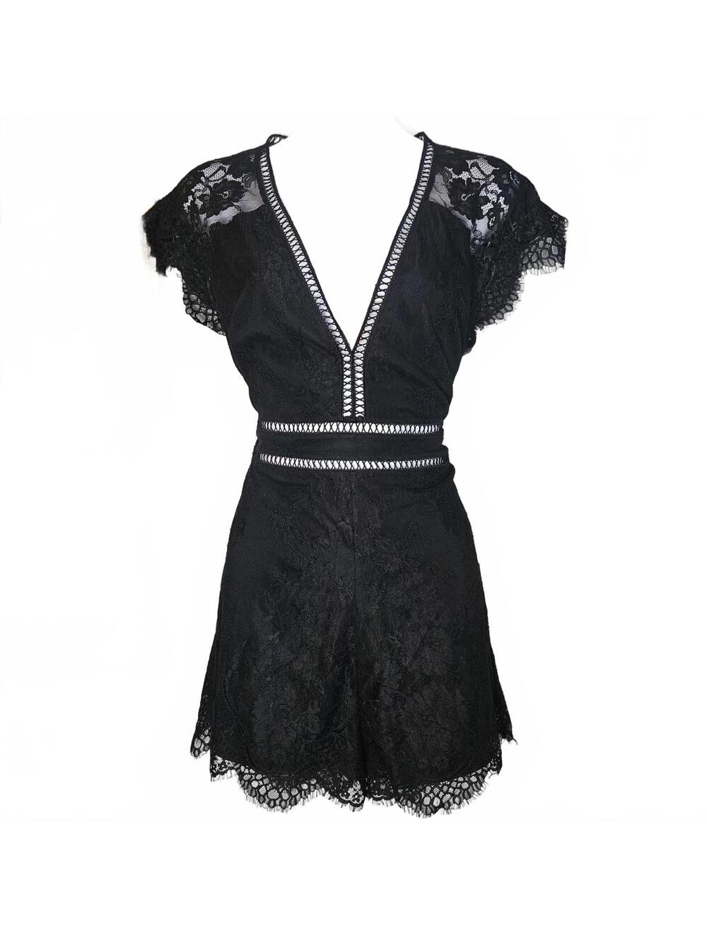 2000s Y2K Bebe black lace romper size 8, Goth Alt Witchy Whimsigoth